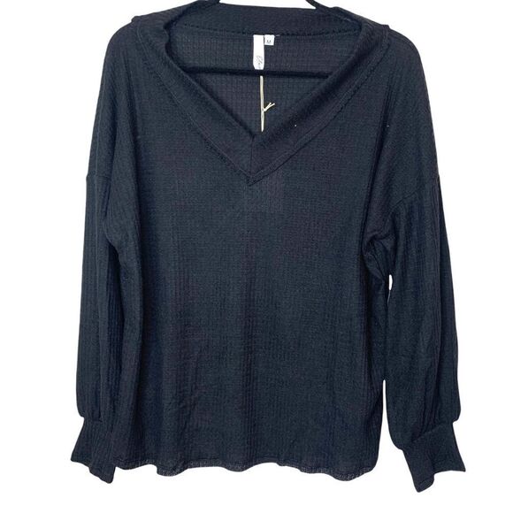 Net Elan Bruna Top-Long Sleeve Waffle Knit - Picture 3 of 8